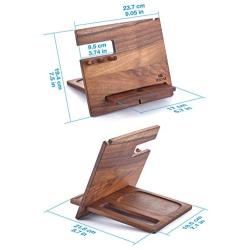 TESLYAR Natural Walnut Wood Phone Docking Station Hooks Key Holder Wallet Stand Watch Organizer Men Gift Husband Anniversary Birthday Nightstand Purse Father Graduation Male Travel Idea Gadgets Solid