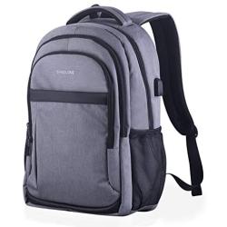 Travel Laptop Backpack, Gebnuit Anti-Theft Business Student Laptop Backpack with USB Charging Port, Slim Durable Water Resistant College School Computer Bag for Women & Men Fits 15.6 Inch Laptop-Grey