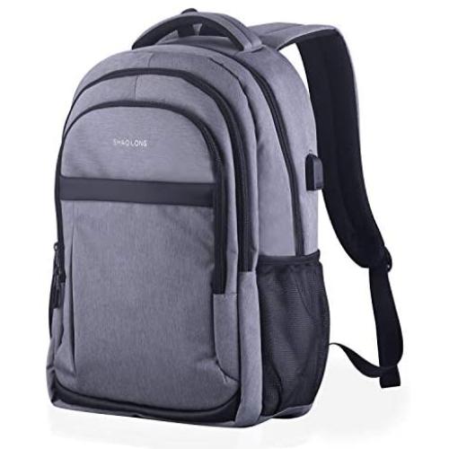 Travel Laptop Backpack, Gebnuit Anti-Theft Business Student Laptop Backpack with USB Charging Port, Slim Durable Water Resistant College School Computer Bag for Women & Men Fits 15.6 Inch Laptop-Grey