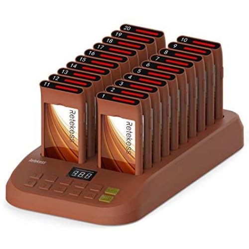 Retekess T116 Social Distancing Buzzer,Pagers for Restaurants,5 Calling Modes,Low Battery Reminder,20 Lineup Waiting Beeper for Hospital,Food Truck