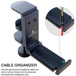[Newest] APPHOME Headphone Stand Hanger with Cable Organizer Foldable Aluminum Headset Stand Headphone Holder Under Desk Space Save Desk Clamp Table Hook Universal Fit PC Gaming Headsets
