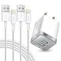 iPhone Charger Set, 2-Pack Overtime Apple MFi Certified Lightning Cables with 1 Dual USB Wall Adapter - 2.4 AMP Compatible w/iPhone 11 Pro Max XS XR X 8 7 6S 6 Plus SE iPad (Silver/White, 4ft) iPhone Charger Set, 2-Pack Overtime Apple MFi Certified Lightning Cables with 1 Dual USB Wall Adapter - 2.4 AMP Compatible w/iPhone 11 Pro Max XS XR X 8 7 6S 6 Plus SE iPad (Silver/White, 4ft)