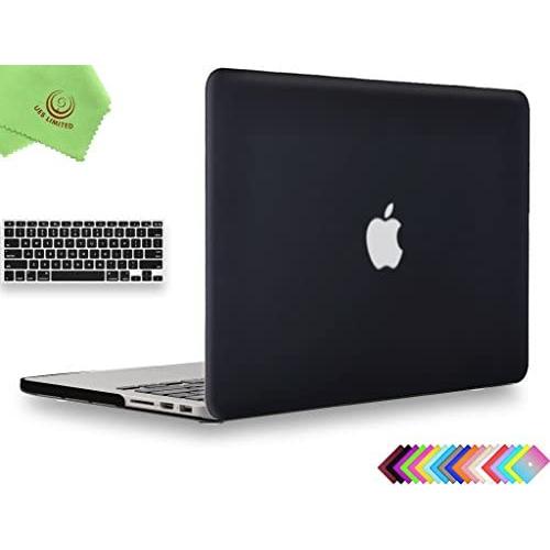 UESWILL 2 in 1 Smooth Matte Hard Case with Keyboard Cover Compatible with MacBook Pro 13 inch with Retina Display (No CD ROM) (Model A1502/A1425, Early 2015/2014/2013/Late 2012), Black