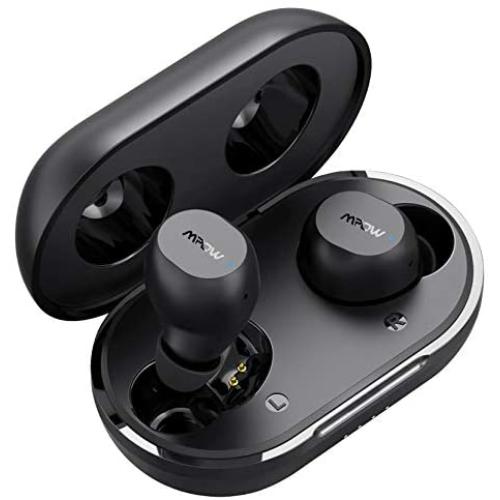 Wireless Earbuds, Mpow M12 Bluetooth Earbuds, Wireless Charging & USB-C Charging Case Bluetooth Headphones Wireless Earphones w/Mic, Bass Sound/IPX8 Waterproof/Touch Control/25 Hrs/Dual Modes, Black