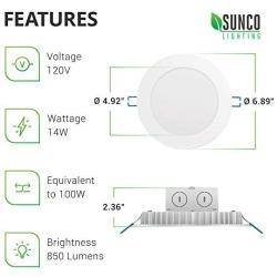 Sunco Lighting 4 Pack 6 Inch Slim LED Downlight, Integrated Junction Box, 14W=100W, 850 LM, Dimmable, 4000K Cool White, Recessed Jbox Fixture, IC Rated, Retrofit Installation - ETL & Energy Star