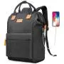 BRINCH Laptop Backpack 15.6 Inch Wide Open Computer Backpack Laptop Bag College Rucksack Water Resistant Business Travel Backpack Multipurpose Casual Daypack with USB Charging Port for Women Men,Black