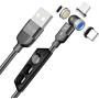 FIELUX Quick 360°+180° Rotation Magnetic Charging Cable Compatible with Micro, Type-C Charging Port Smartphones and i-Product Devices 3 in 1 (3.3 ft, Black)