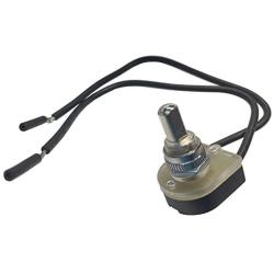 Gardner Bender GSW-24 Double Insulated Electrical Push Button Switch, SPST, ON-OFF, 6 A/125V AC, 6 inch Wire Terminal,Nickel,ON - OFF