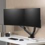 AVLT Dual 27'' Monitor Desk Mount Stand - Mount Two 27'' Screens on Height Adjustable Gas Spring Arms Space Saver Both C-Clamp & Grommet Mounting Base Each Arm Holds up to 14.3 lbs