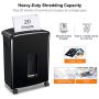 Bonsaii 20-Sheets Heavy Duty Cross-Cut Paper and Credit Card Shredder with 6.6 Gallon Pullout Basket and 4 Casters, 20 Minutes Running Time, Black (C222-A)