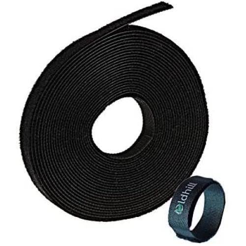 Oldhill Fastening Tapes Hook and Loop Reusable Straps Wires Cords Cable Ties - 1/2'' Width, 15 x 3 Rolls (Black)