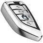 Intermerge for BMW Key Fob Cover,Blade Shape Soft TPU Key Case Shell Pouch for BMW New BMW X1 X3 X5 X6,BMW Series 1 2 5 7 Keyless Entry BMW Key Cover-Silver