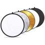 Etekcity 24'' (60cm) 5-in-1 Photography Reflector Light Reflectors for Photography Multi-Disc Photo Reflector Collapsible with Bag - Translucent, Silver, Gold, White and Black