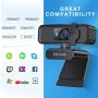 Webcam with Microphone - Jelly Comb Autofocus Full 1080P HD USB Web Camera with Privacy Cover, Computer Webcam for Video Conferencing, Teaching, Streaming and Gaming, W10