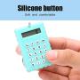 Serounder Mini Calculator, Portable Pocket Candy Color PVC 8 Digits Electronic Calculator with Silicone Buttons and Keychain Buckle for Children Students(Green)
