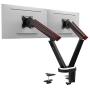 WALI Dual Gaming Monitor Mount Stand - Mechanical Spring Assisted Fully Adjustable Fit Two Screen 17 to 32 inch, 17.6 lbs, RGB LED Backlit Base with USB, Mic and Audio Ports (GAMU002), Matte Black