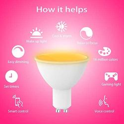 CMARS Smart Light Bulb GU10 Led Bulb Dimmable Tunable White RGB Color Changing Smart Bulb Compatible with Alexa Google Home 320 Lumens 4W 4 Pack