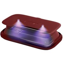 HoMedics UV Clean Phone Sanitizer, UV Light Sanitizer, Fast Germ Sanitizer for Cell Phone, Makeup Tools, Credit Cards, Keys, Glasses, Kills 99.9% of Bacteria & Viruses, Red