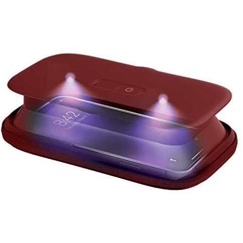 HoMedics UV Clean Phone Sanitizer, UV Light Sanitizer, Fast Germ Sanitizer for Cell Phone, Makeup Tools, Credit Cards, Keys, Glasses, Kills 99.9% of Bacteria & Viruses, Red