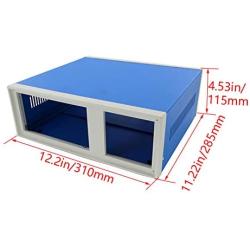 Fielect 12.20'' x 11.22'' x 4.53'' Electronic Enclosures Blue Metal Enclosure Project Box Case DIY Box Junction Case Enclosure