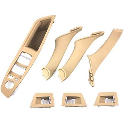 Window Switch Panel & Inner Door Panel Handle Pull Trim Cover Set for 2010-2016 BMW 5 Series 520 523 525 528 530 535 F10 F11 F18 Beige Replaces 51417225875