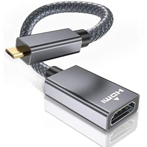 Micro HDMI Male to HDMI Female Cable Adapter,4K/60Hz 0.67 FT High Speed Standard HDMI 2.0 Connector for Raspberry Pi 4,GoPro Black Hero 7 6 5 4,Sony Camera A6000 A6300,Nikon B500