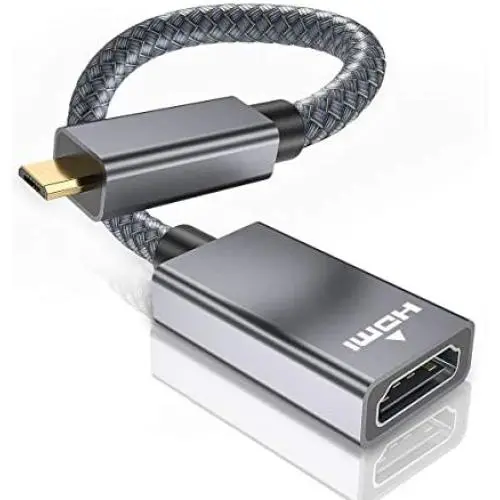Micro HDMI Male to HDMI Female Cable Adapter,4K/60Hz 0.67 FT High Speed Standard HDMI 2.0 Connector for Raspberry Pi 4,GoPro Black Hero 7 6 5 4,Sony Camera A6000 A6300,Nikon B500