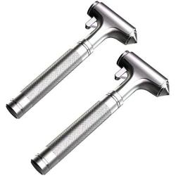 2PCS Car Safety Hammer with Hard Alloy Head Window Breaker Seat Belt Cutter Premium Emergency Metal Hammer Aluminium Alloy Emergecy Escape Tool