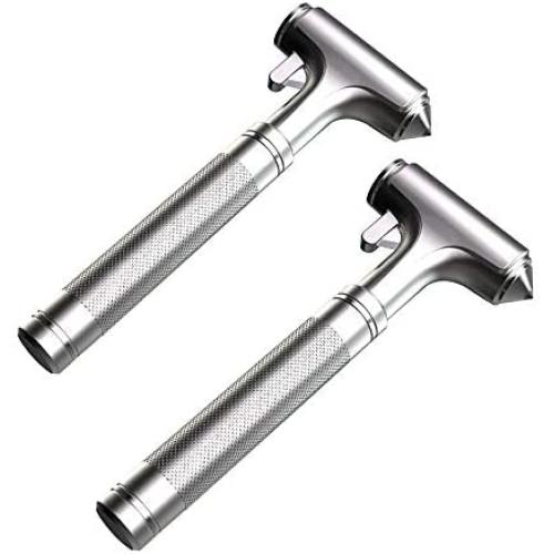 2PCS Car Safety Hammer with Hard Alloy Head Window Breaker Seat Belt Cutter Premium Emergency Metal Hammer Aluminium Alloy Emergecy Escape Tool