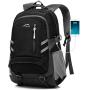 Backpack For School Bookbag College Student Business Travel with USB Charging Port Fit Laptop Up to 15.6 Inch Anti Theft Luggage Straps (Black)