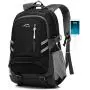 Backpack For School Bookbag College Student Business Travel with USB Charging Port Fit Laptop Up to 15.6 Inch Anti Theft Luggage Straps (Black)