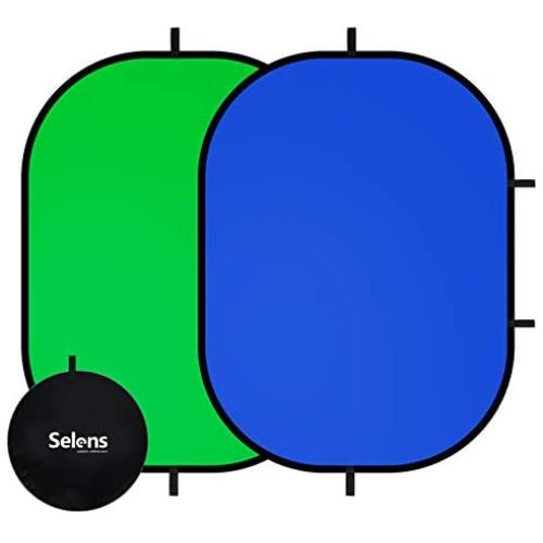 Selens Green Screen Backdrop 59x39.3inches Pop Up Collapsible Blue Background with Carrying Bag for YouTube Streaming Photo Studio Product Photography