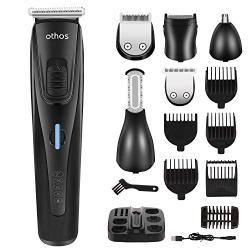 Othos Multi-functional Electric Hair Clipper Beard Trimmers Shaver Kit for Men Mustache Hair Face Nose Body Ear trimmers set USB Charging Rechargeable Lithium Battery Waterproof Cordless Stand LED