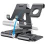 Foldable Apple Watch Stand - OMOTON Portable Aluminum 2 in 1 Charging Stand Holder Dock for Nightstand, Designed for Apple Watch, Compatible with All iPhone and Android Phones, Black