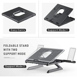 Laptop Stand Ergonomic, Jelly Comb Multi-Angle Adjustable Laptop Riser with Built-in Foldable Legs and Phone Holder, Ventilated Notebook Stand Tray for MacBook, Desktop Computer, Tablet (Black)