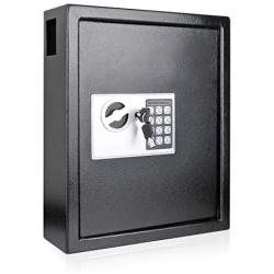 40 Keys Steel Safe Cabinet with Digital Lock - Electronic Key Safe Wall Mount with Drop Slot for Key Returns and Safe Storage - Black