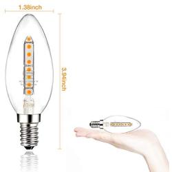 CP3 E12 LED Candelabra Light Bulb 40W Equivalent, Non-Dimmable 4W 400LM Candle Light Bulb 360 Degree lighting Chandelier Light Bulbs with Decorative Candle Base, Clear Glass, 2700K Warm White, 12 Pack