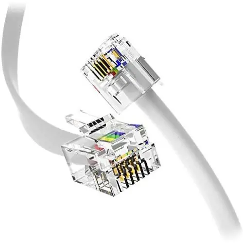 (2 Pack) 12 Inches Short Telephone Cable Rj11 Male To Male Phone Line Cord (1 Foot, White) (2 Pack) 12 Inches Short Telephone Cable Rj11 Male To Male Phone Line Cord (1 Foot, White)