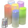 LED Multi Colored Flameless Candles,Salipt LED Flickering Candles Set of 6 (H 5'' 6'' 7'' xD 2.2'') Battery Operated Candles,Waterproof Flameless Candles, Resin Plastic, Indoor Outdoor Use for Gifts