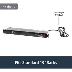StarTech.com 8 Outlet Horizontal 1U Rack Mount PDU Power Strip for Network Server Racks - Surge Protection - 120V/15A - with 6 Ft Power Cord (RKPW081915), Black