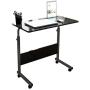 SDHYL 31.5 inches Adjustable Work Stand Mobile Side Desk with Tablet and Mobile Phone Slot Portable Workstation Student Desk Small Snack Table, Bed and Couch Desk, Black, S7-ZS-05#3-80B
