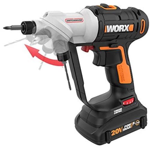 WORX Switchdriver 2-in-1 Cordless Drill and Driver with Rotating Dual Chucks and 2-Speed Motor with Precise Electronic Torque Control – WX176L