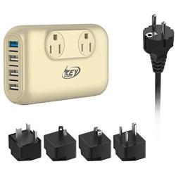 Power Converter Key Power 230W Step Down 220V/240V to 110V/120V Voltage Converter, International Travel Adapter for Hair Clippers/Trimmers/Curling Iron Wand, CPAP-Use USA Electronics Overseas