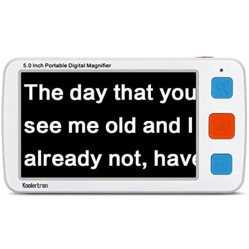 Koolertron 5 inch Digital Video Magnifier, Handheld Portable Electronic Reading Aid Support AV Output to TV with 4X/8X/16X/24X/32X Zoom Multiple 17 Kinds Color Mode, Rechargeable Battery Powered,etc