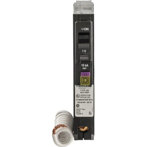 Square D by Schneider Electric QO115DFC 15 Amp Single-Pole Dual Function (CAFCI and GFCI) Circuit Breaker