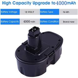 2Packs 18V 4000mAh High Capacity Replacement Battery Compatible with 18V Battery DC9096 DC9098 DC9099 Cordless Drill
