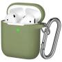 Hamile Compatible with AirPods Case [Front LED Visible] Soft Silicone Protective Cases Cover Skin Designed for Apple AirPod 2 & 1, Women Men, with Keychain (Army Green)