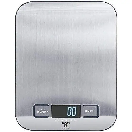 Digital Kitchen Scale Food Multifunction Accuracy Scale LCD Display 11LB 5KG, Food Scales Digital Weight Grams and Oz (Stainless Steel) by Moss and Stone