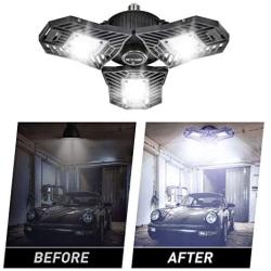LED Garage Lights Deformable 2 Pack - Garage Lights Ceiling Led 60W 6000LM 6000K for Garage (No Motion Activated), Black, Retinabc
