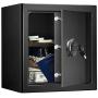 WASJOYE Security Safe Cash Box with Double Digital Keypad Safety Key Lock for Home Business Office Hotel Money Document Jewelry Passport Cabinet (1.35 Cubic Feet)